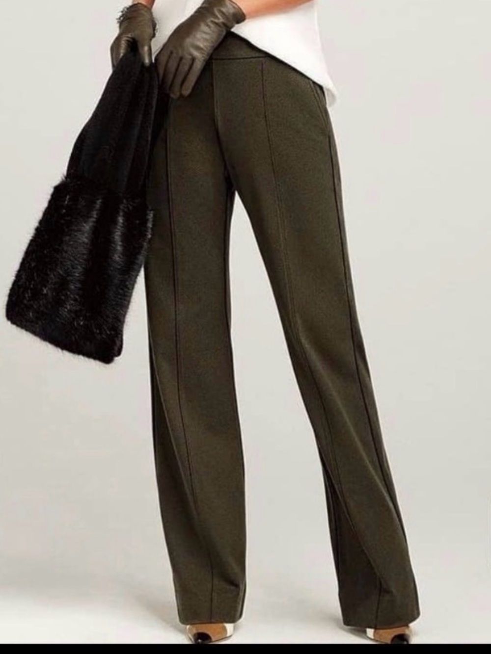 CAbi Academy Wide Leg Trousers, Olive, Size 8, Long